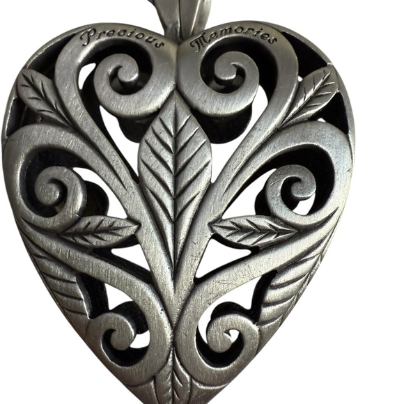 Heart Locket Keepsake Ornament With Blue Ribbon Silver Heart Keepsake Ornament - Picture 4 of 7